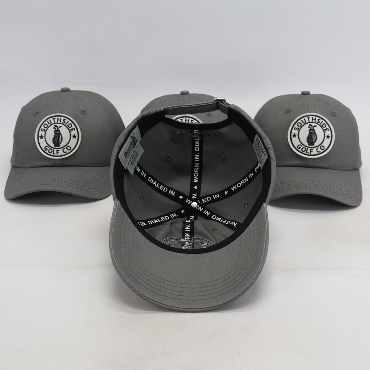 golf dad hats gray collection interior view southside golf co