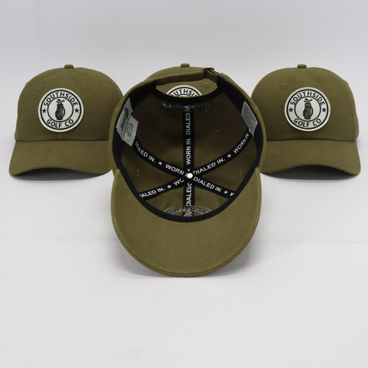 golf dad hat interior view worn in style southside golf co