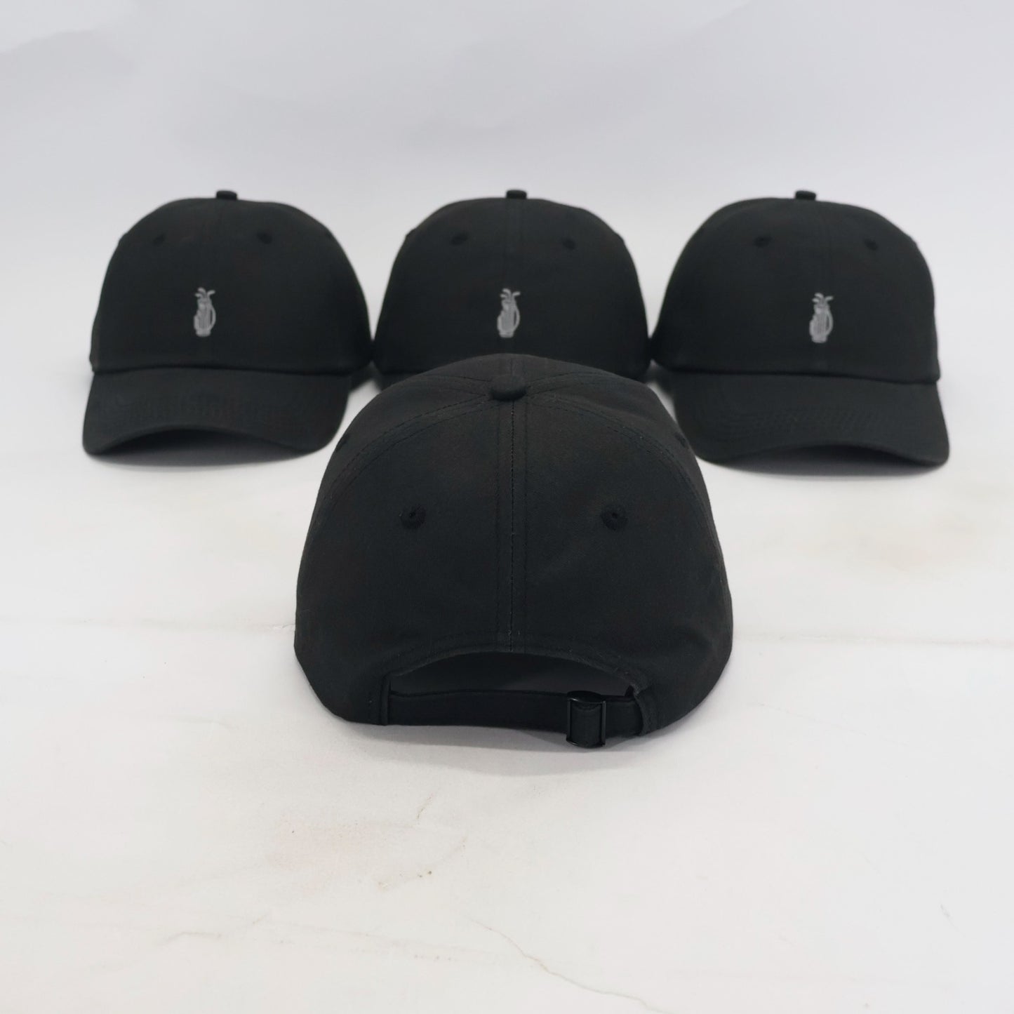 Washed Black Golf Dad Hat – Cotton Strapback