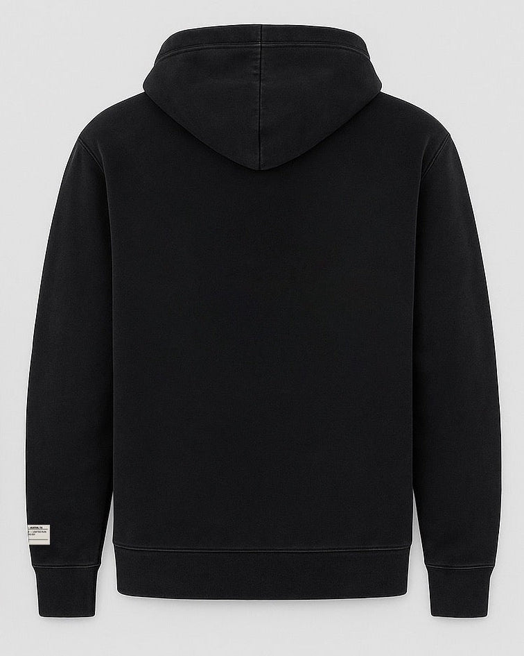 Rear view of Southside Golf Co premium black golf streetwear hoodie