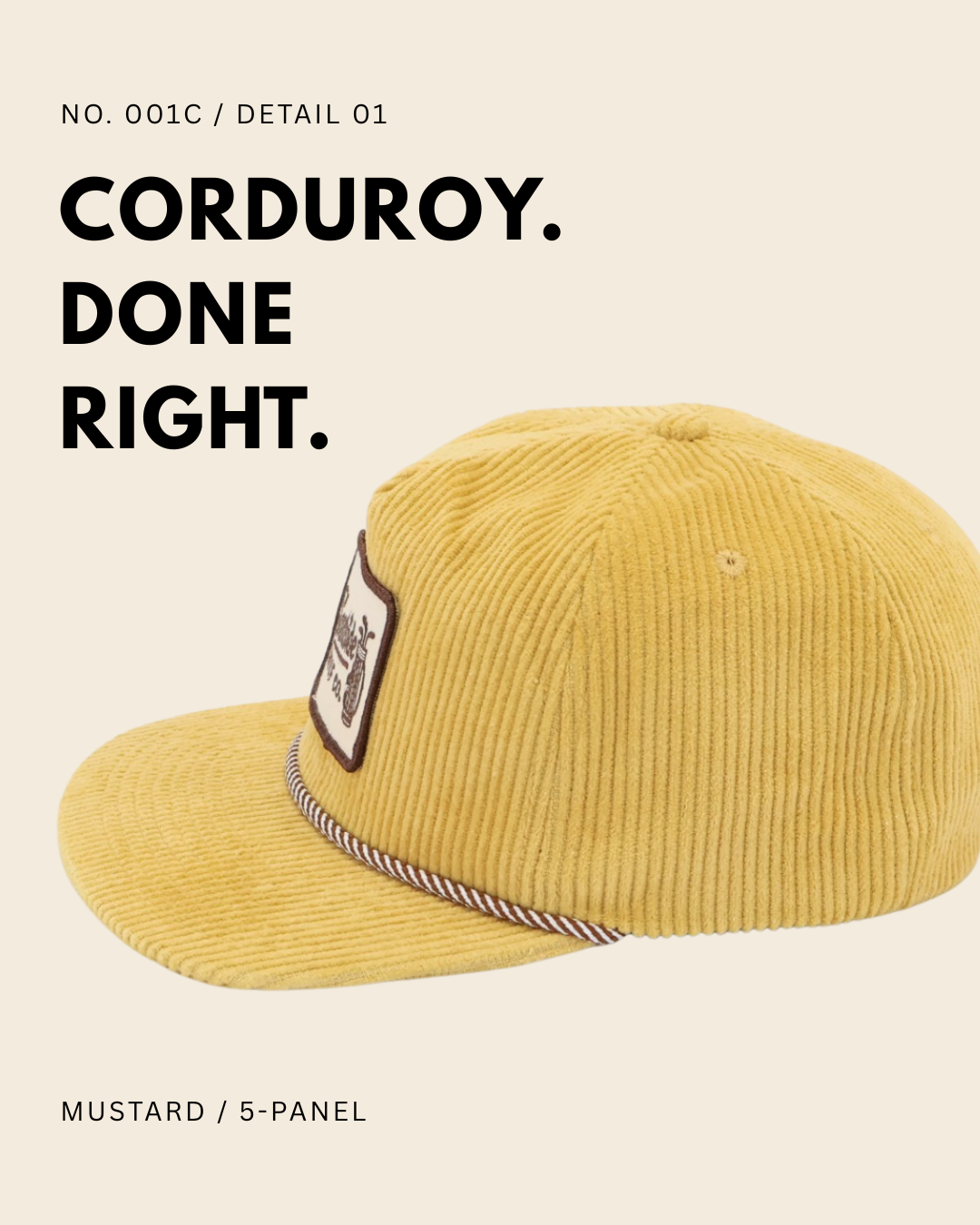 Golden Hour Corduroy Golf Hat — No. 001C