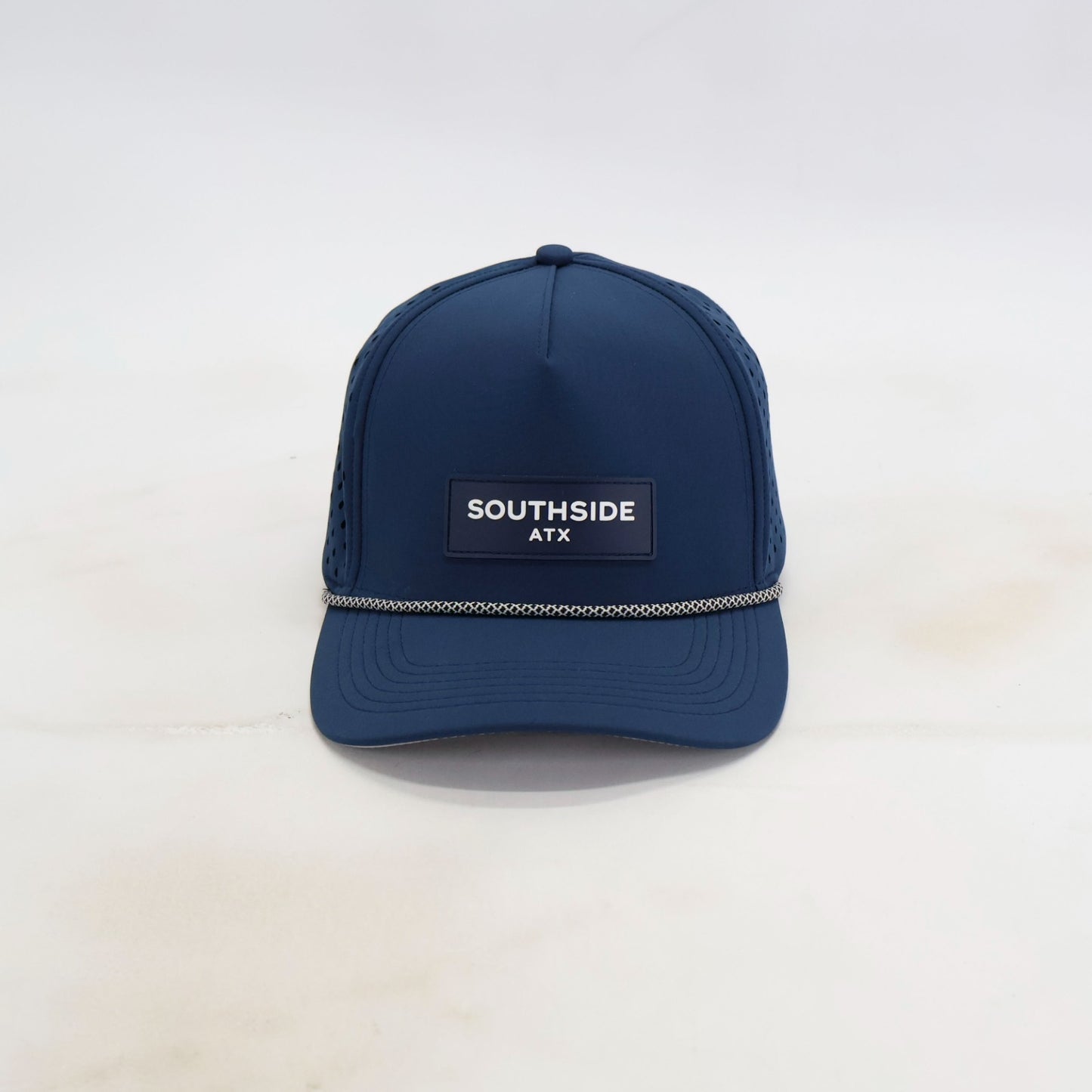 Southside Golf Co with ATX text navy golf hat minimalist logo structured fit premium design