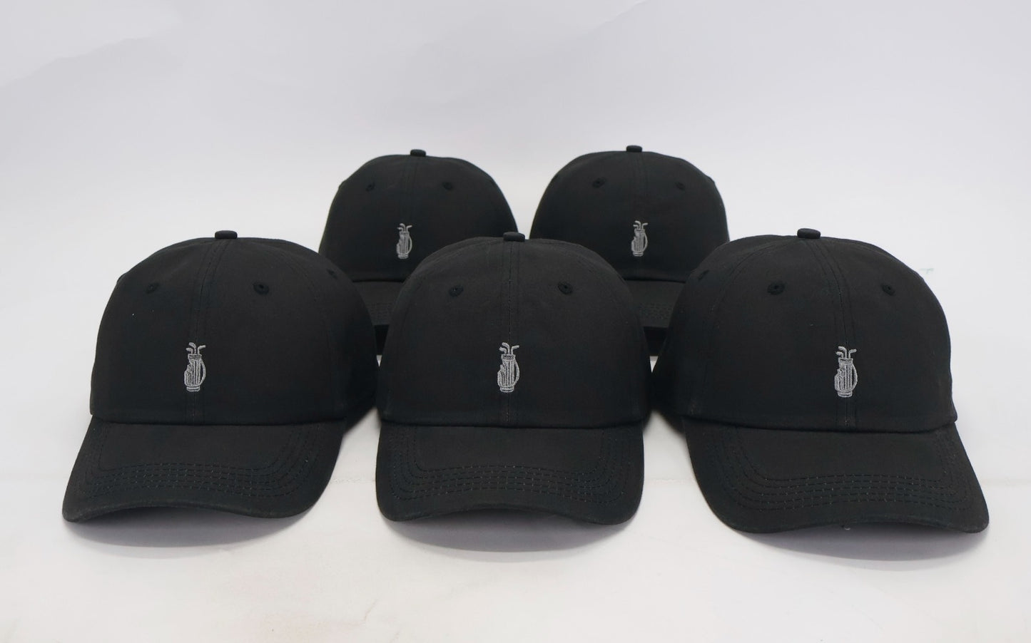 Washed Black Golf Dad Hat – Cotton Strapback