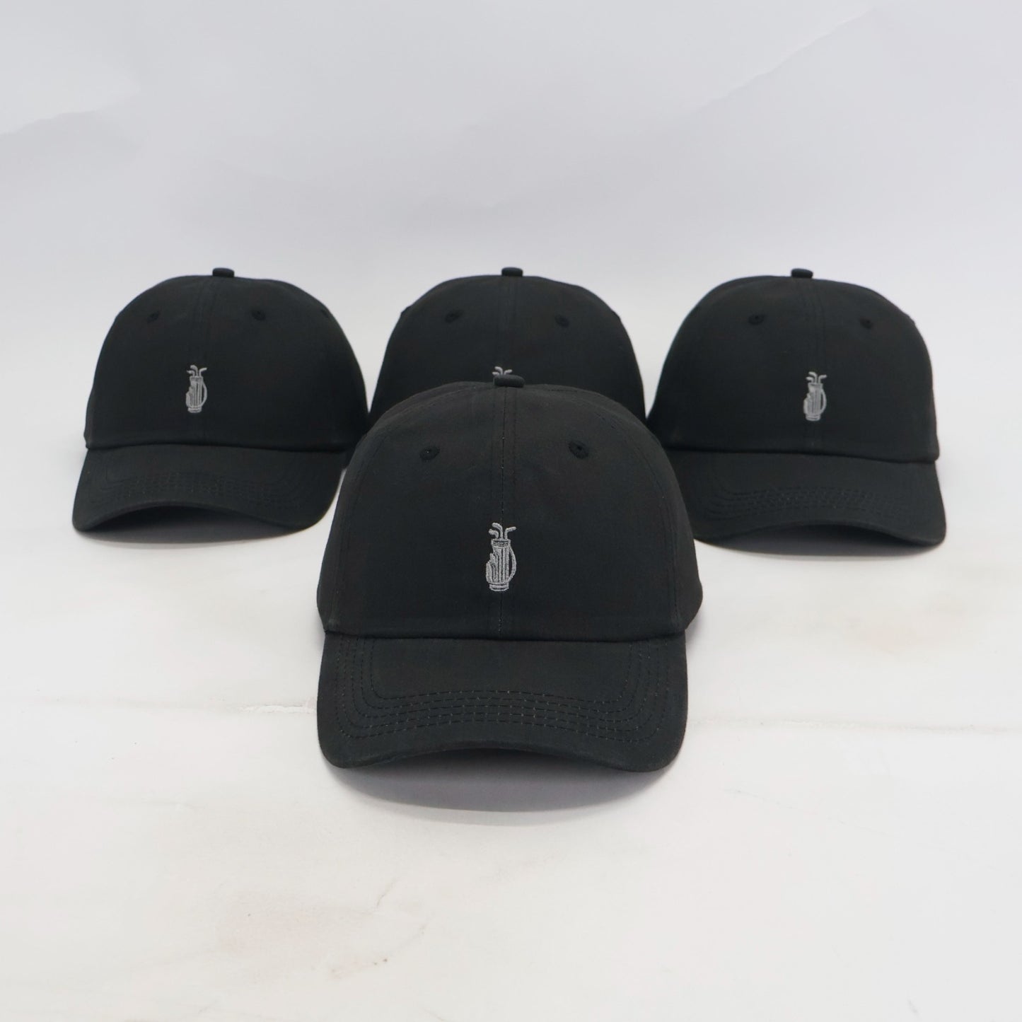 Washed Black Golf Dad Hat – Cotton Strapback