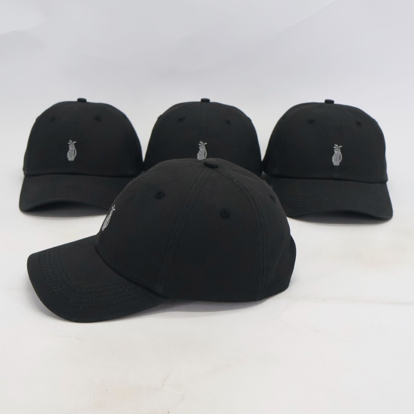 Washed Black Golf Dad Hat – Cotton Strapback