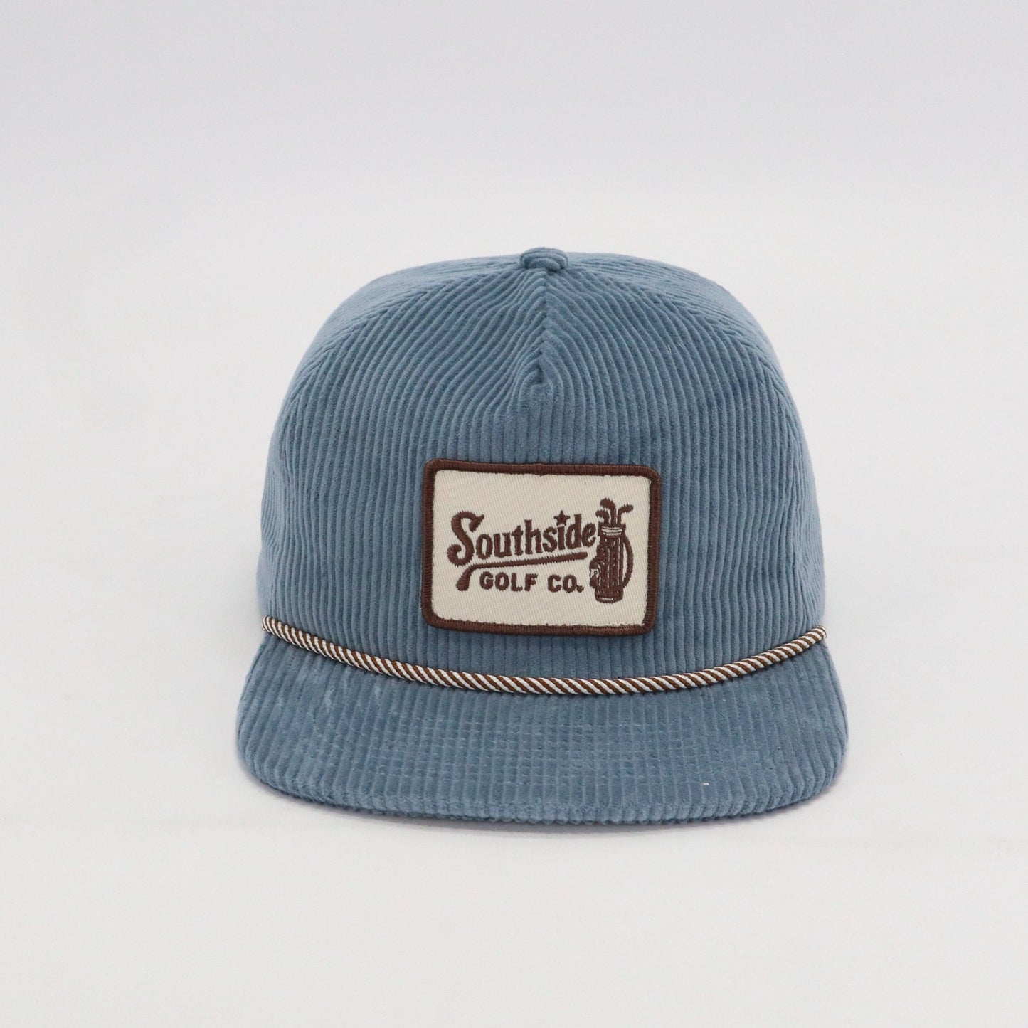 Driftwood blue corduroy golf hat front view by Southside Golf Co