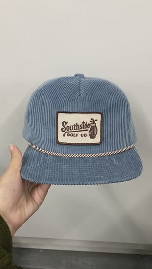 video os corduroy texture close up premium golf hat fabric detail