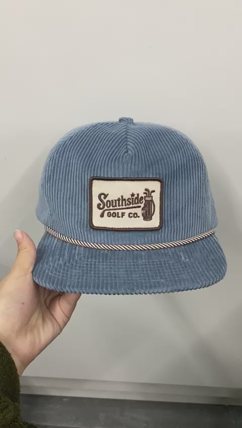 video os corduroy texture close up premium golf hat fabric detail