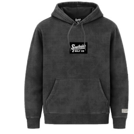 Southside Golf Co black mineral wash heavyweight hoodie with embroidered chest patch
